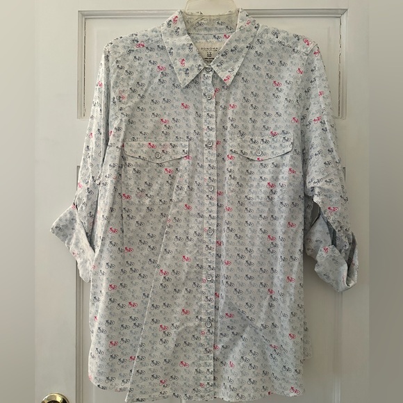 Sonoma Tops - Sonoma Bicycle Print Shirt - Blue and Pink Size 1X